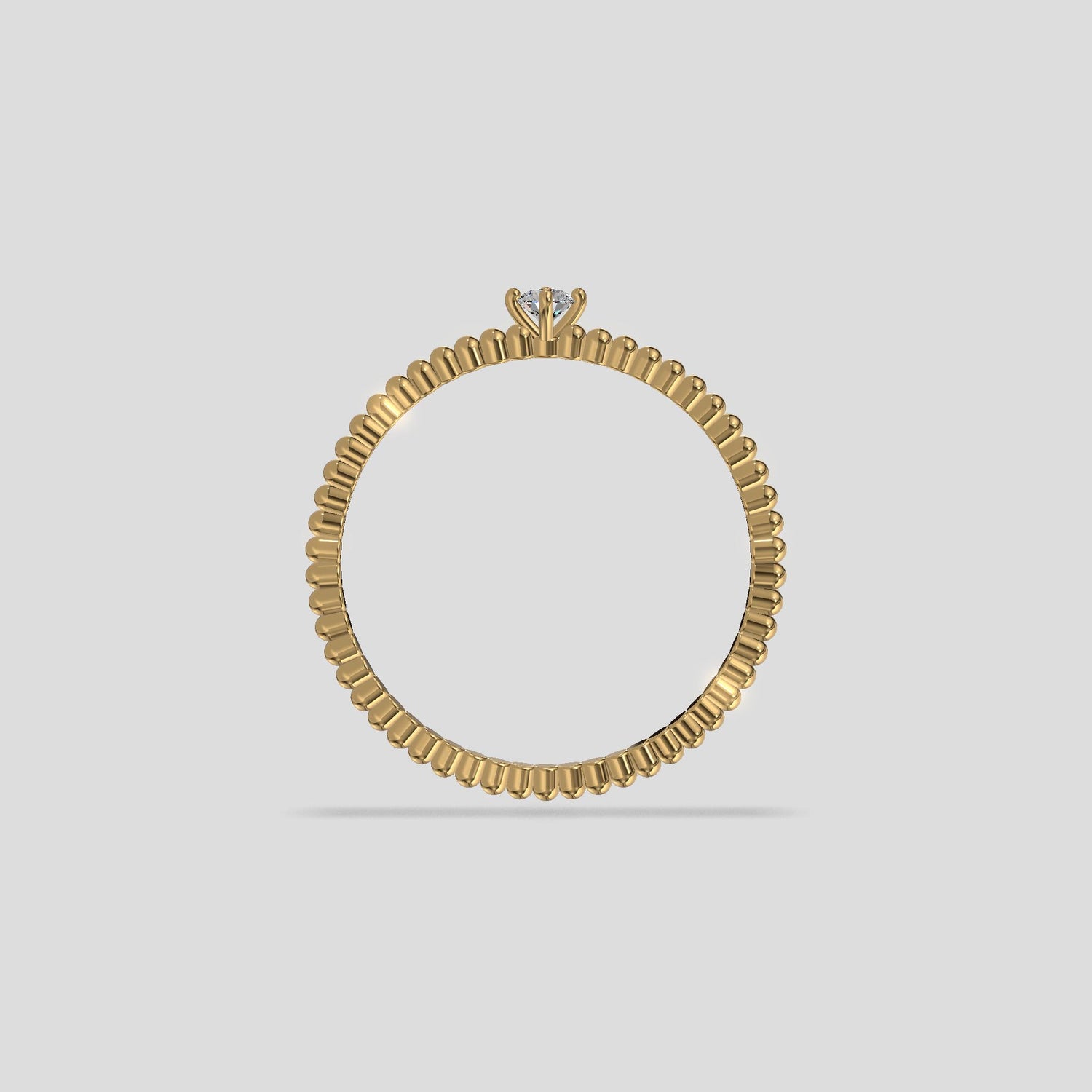 Celeste Beaded Solitaire Ring Gold