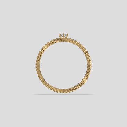 Celeste Beaded Solitaire Ring Gold