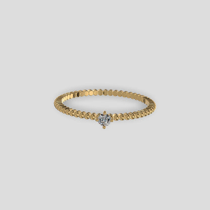 Celeste Beaded Solitaire Ring Gold