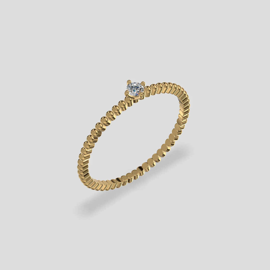 Celeste Beaded Solitaire Ring Gold
