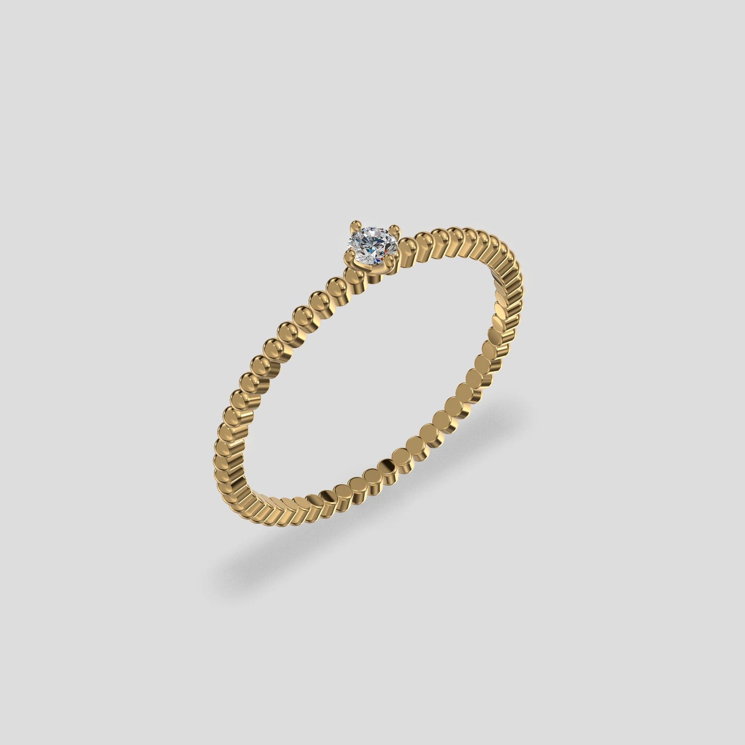 Celeste Beaded Solitaire Ring Gold