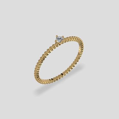 Celeste Beaded Solitaire Ring Gold