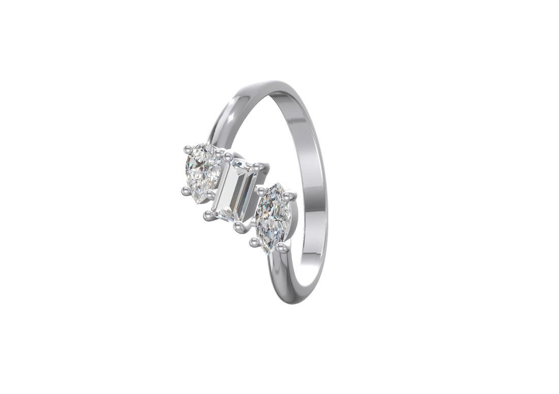 Trinity Charm Gemstone Ring Silver