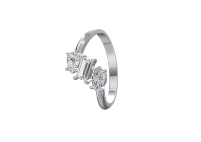 Trinity Charm Gemstone Ring Silver