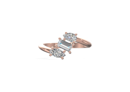 Trinity Charm Gemstone Ring Gold