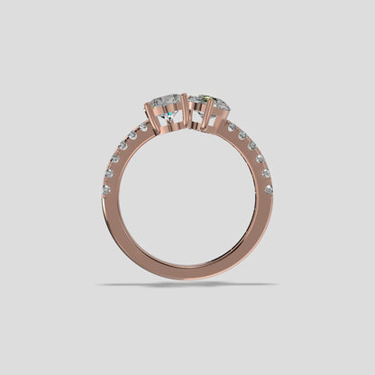 Twin Flame Pear Diamond Ring Gold