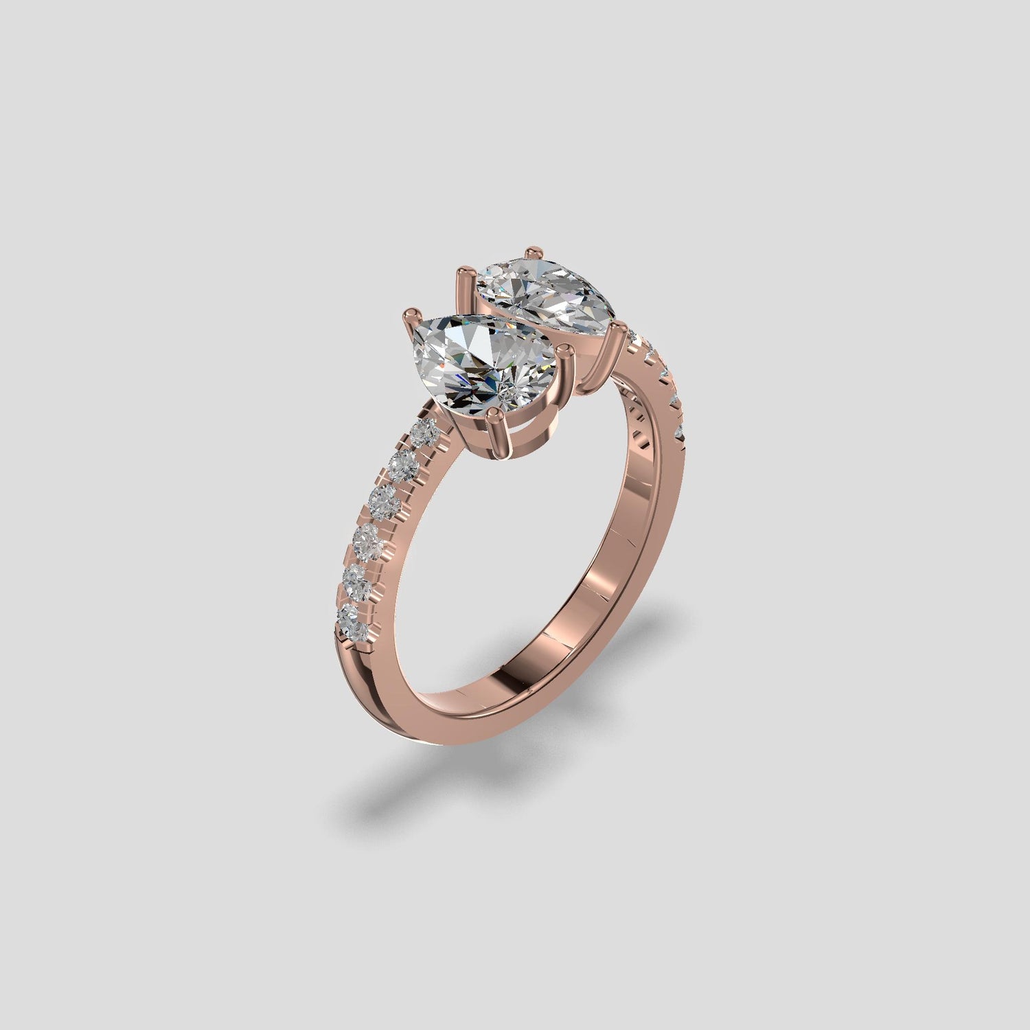 Twin Flame Pear Diamond Ring Gold