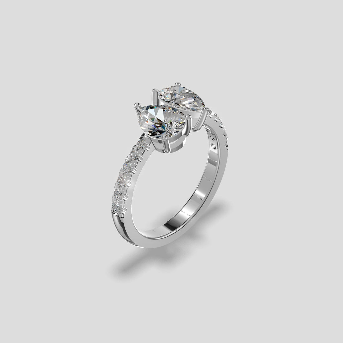 Twin Flame Pear Diamond Ring Platinum