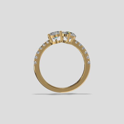 Twin Flame Pear Diamond Ring Gold