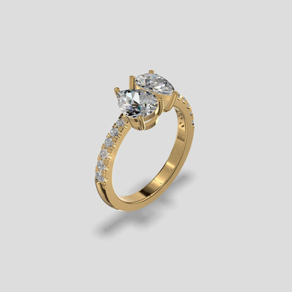 Twin Flame Pear Diamond Ring Gold