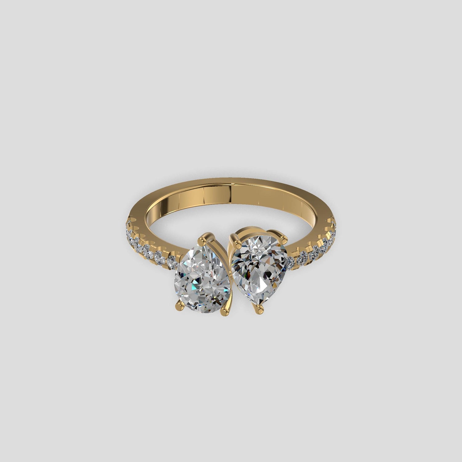 Twin Flame Pear Diamond Ring Gold