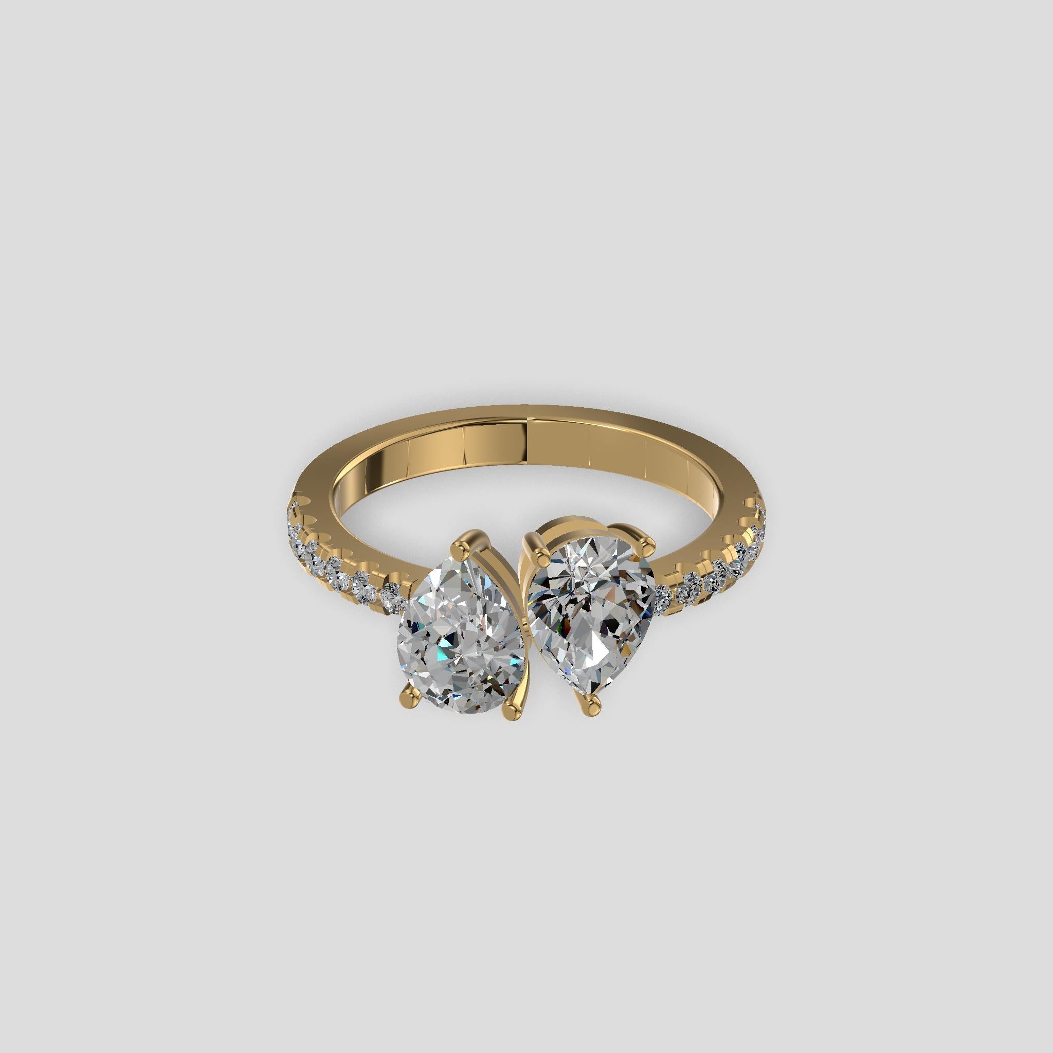 Twin Flame Pear Diamond Ring Gold