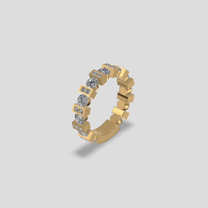 Astra Block Diamond Band Gold