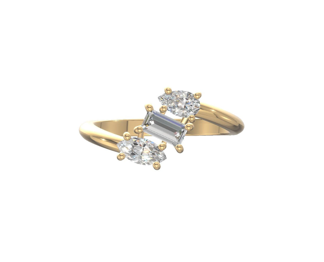 Trinity Charm Gemstone Ring Gold