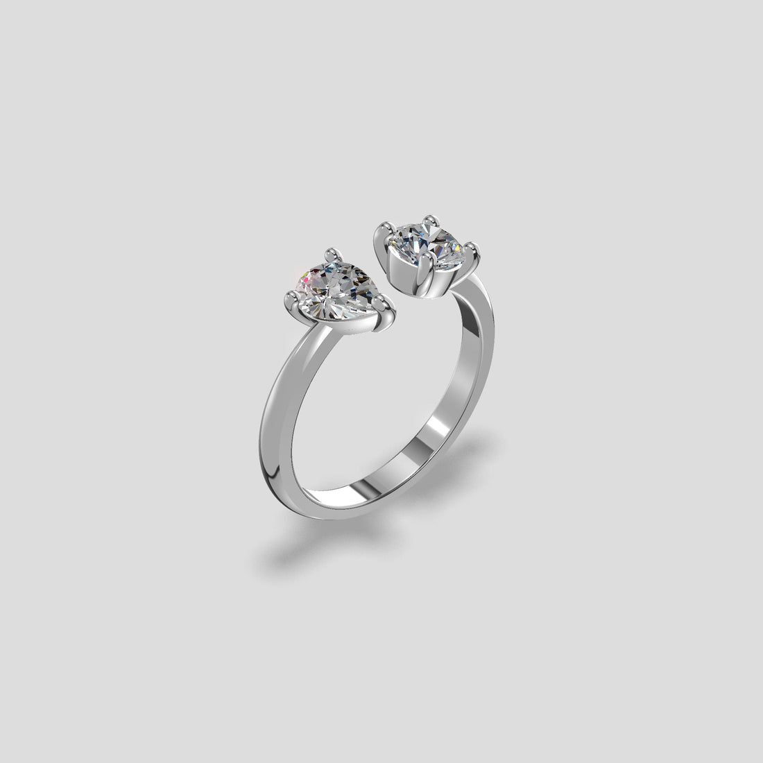 Duet Harmony Diamond Ring Silver