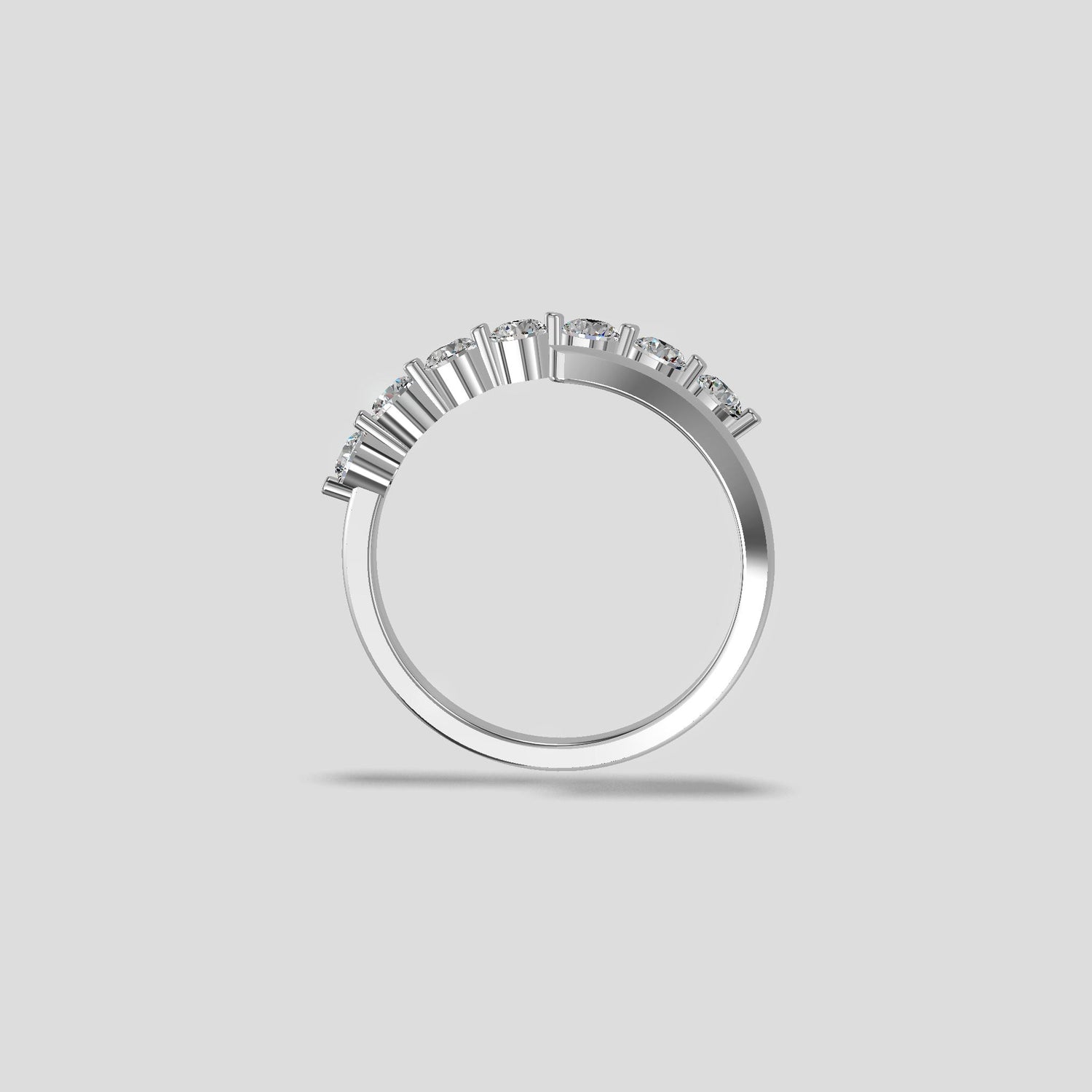 Aurora Seven Stone Diamond Ring Silver