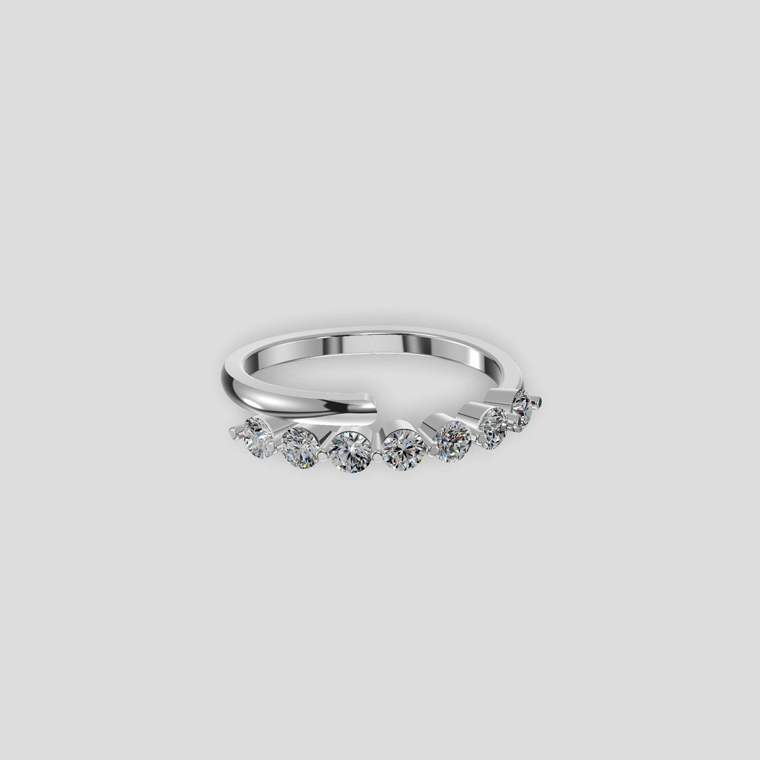 Aurora Seven Stone Diamond Ring Silver