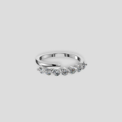 Aurora Seven Stone Diamond Ring Silver