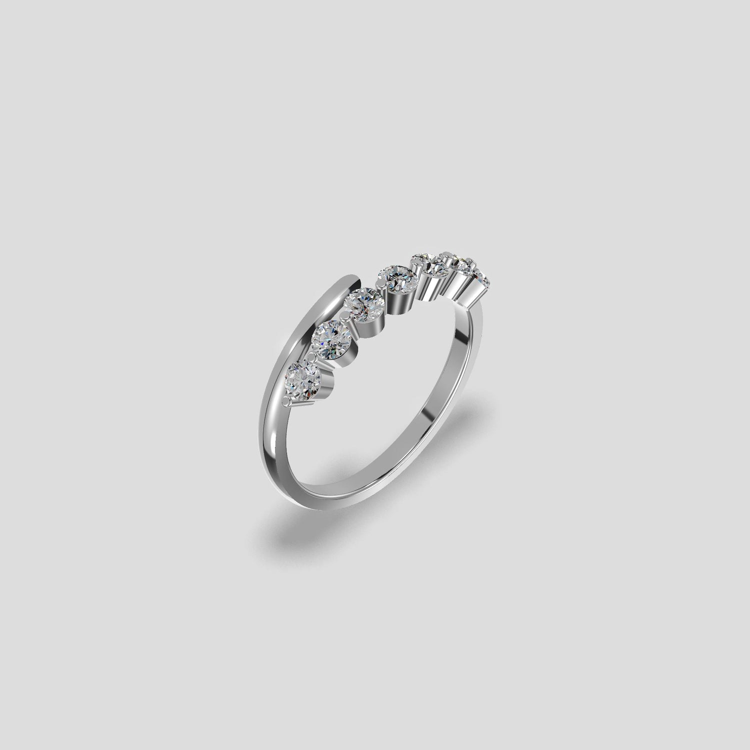Aurora Seven Stone Diamond Ring Silver