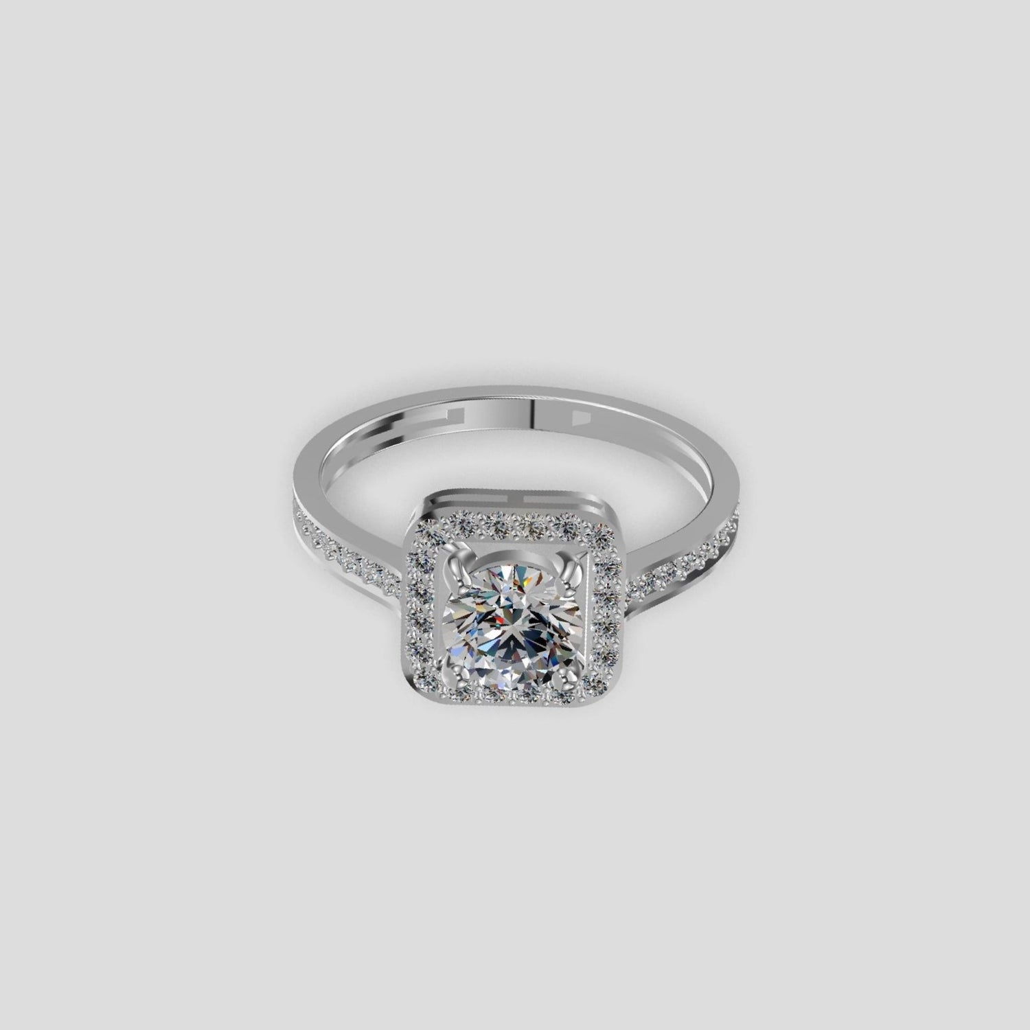 Radiant Halo Elegance Ring Platinum