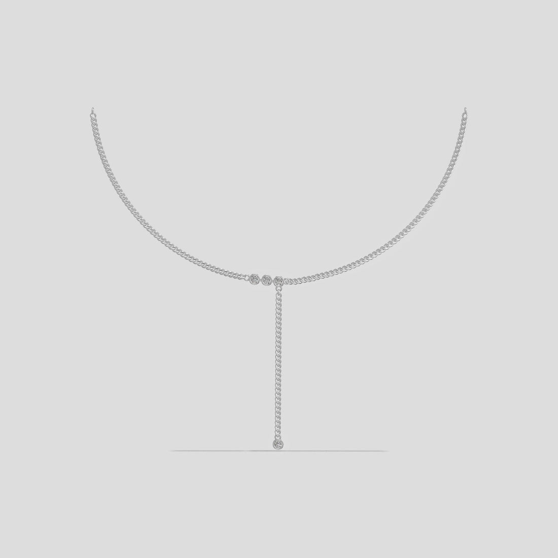 Elegant Drop Lariat Necklace Silver