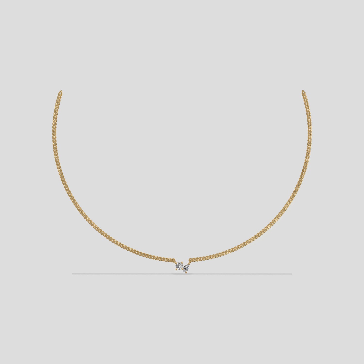 Elegant Duo Diamond Necklace Gold