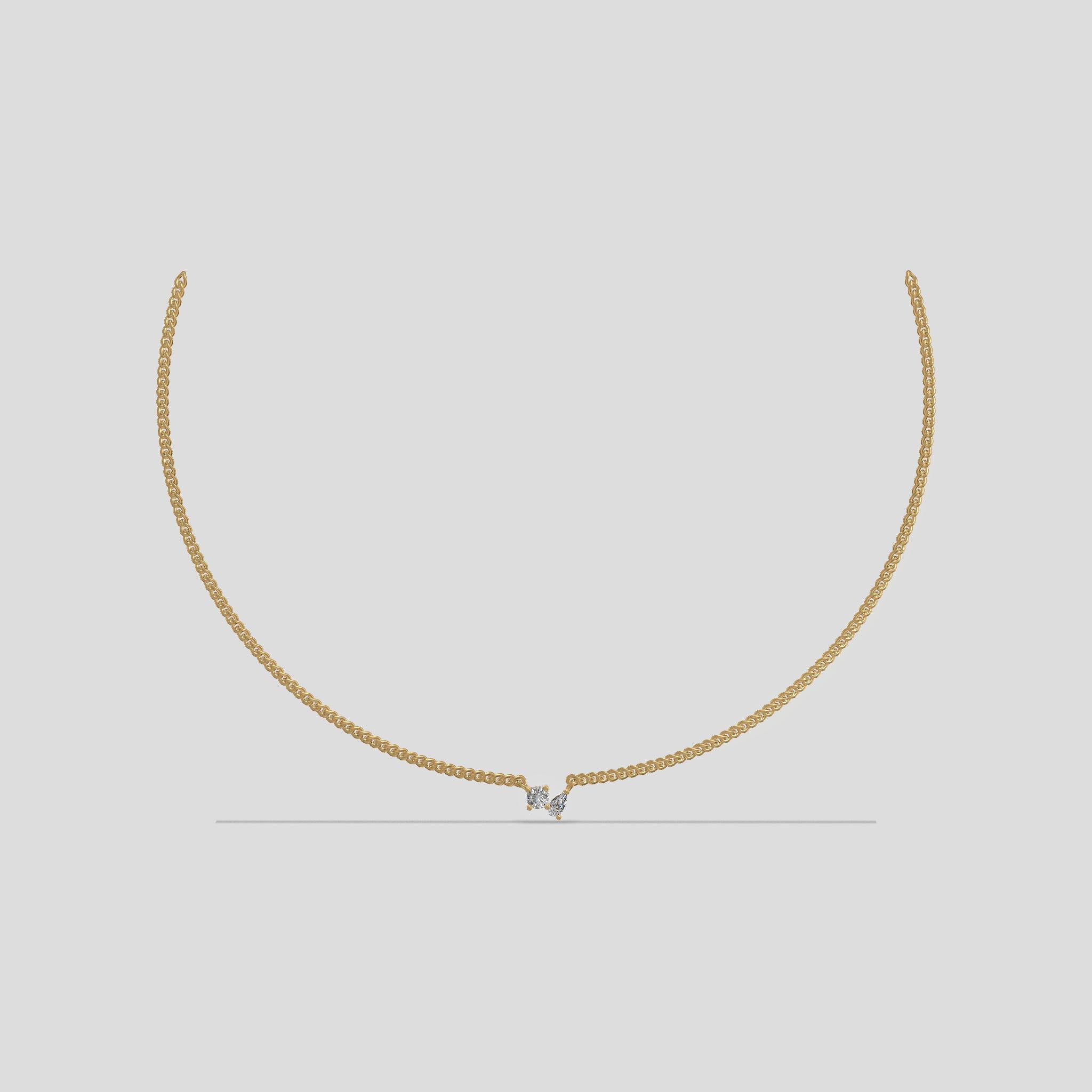 Elegant Duo Diamond Necklace Gold