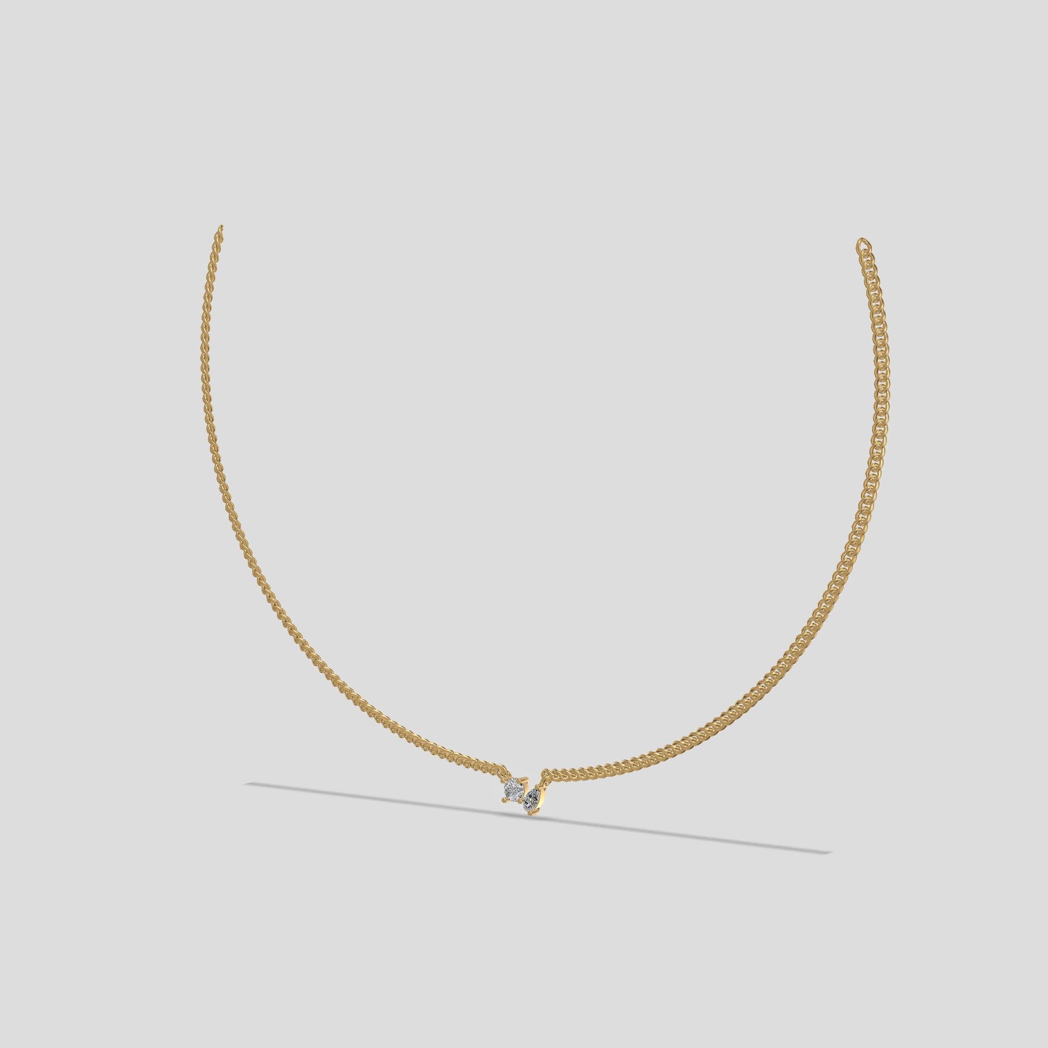 Elegant Duo Diamond Necklace Gold