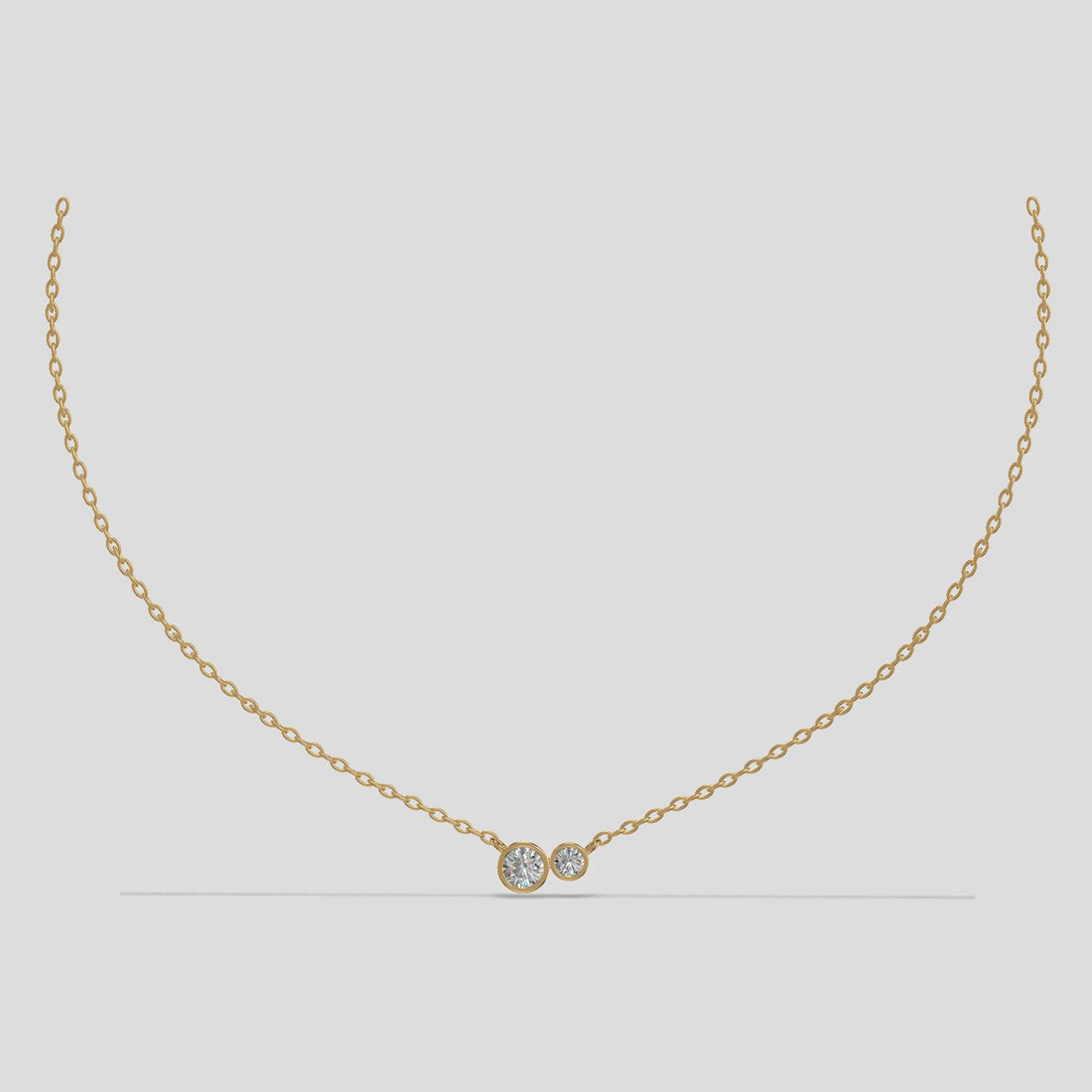 DuoLuxe – Twin Stone Charm Necklace Gold