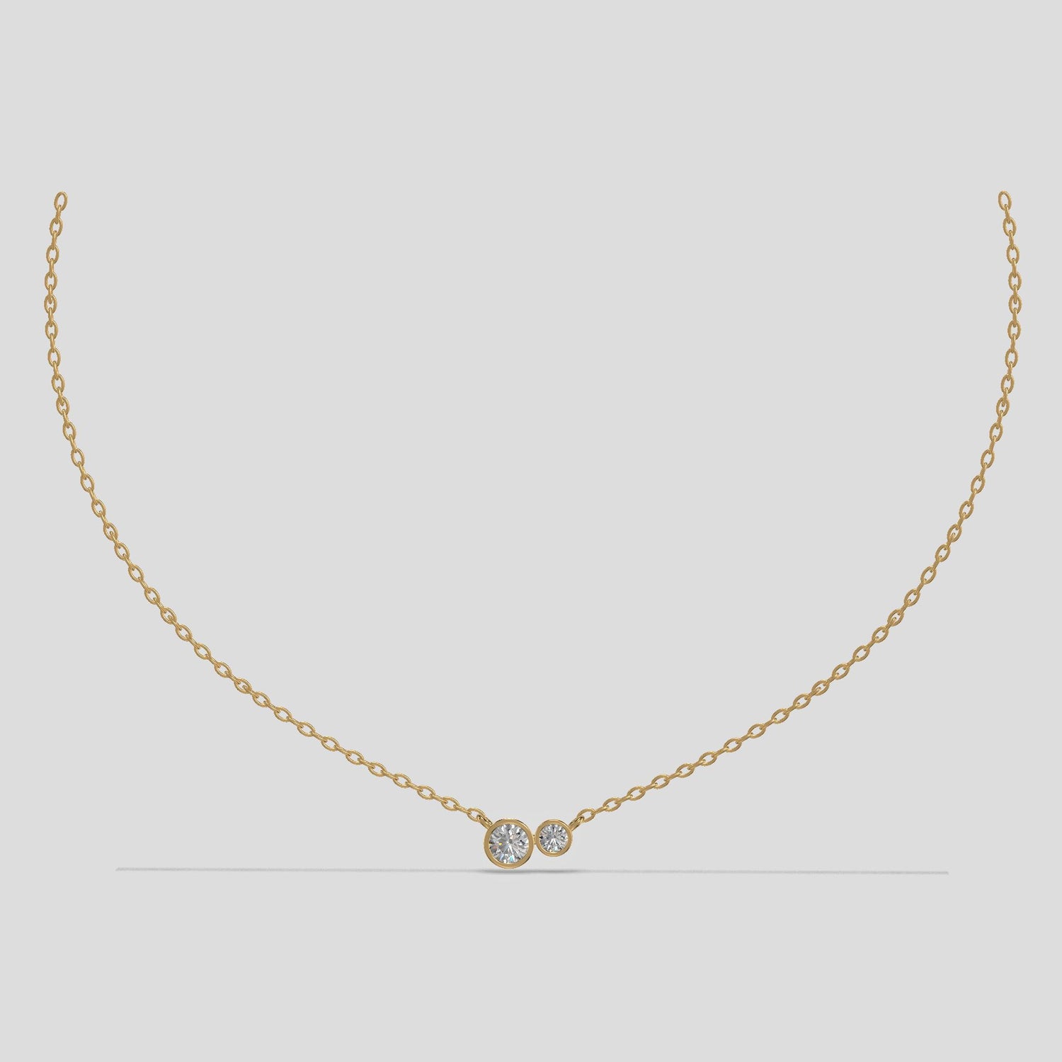 DuoLuxe – Twin Stone Charm Necklace Gold