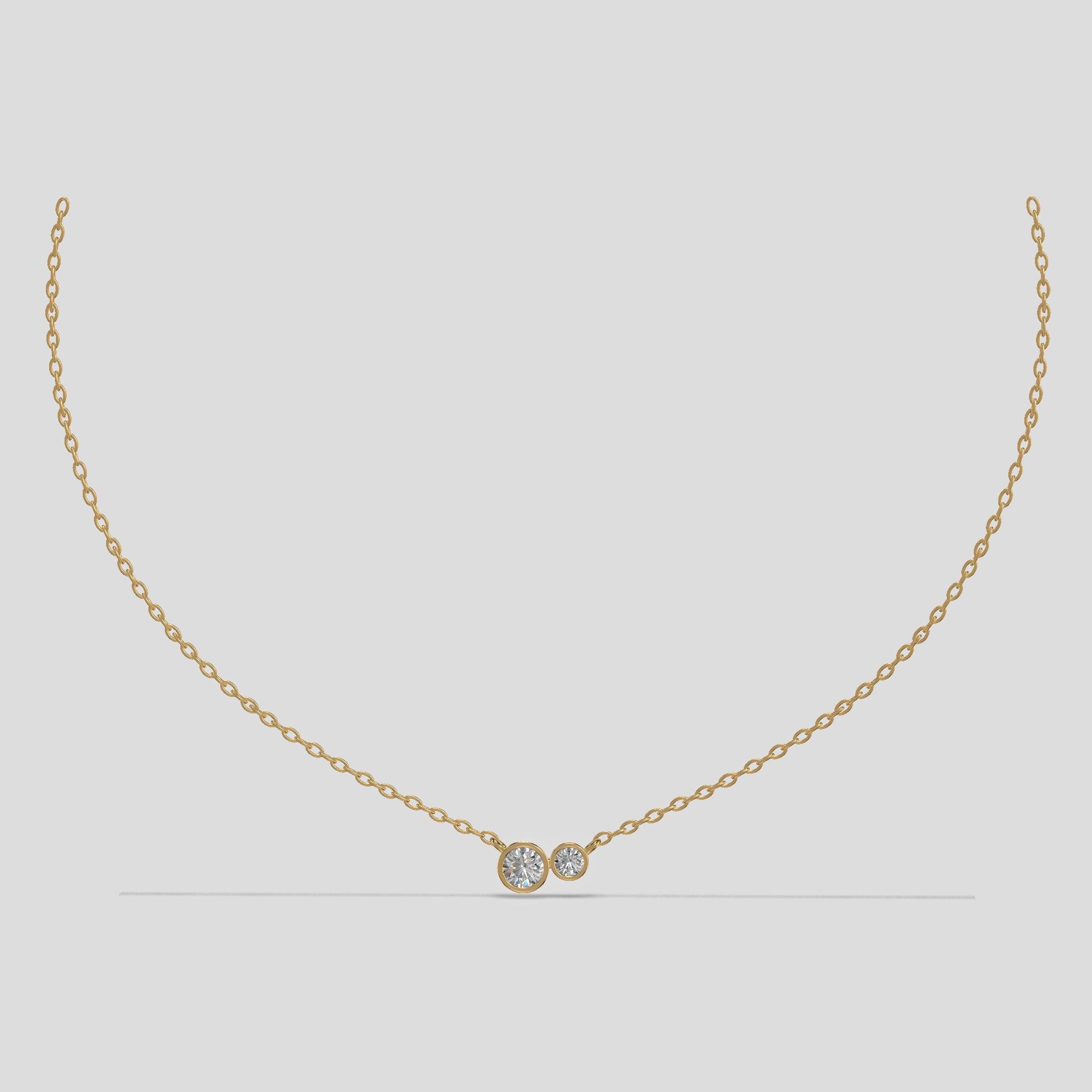 DuoLuxe – Twin Stone Charm Necklace Gold