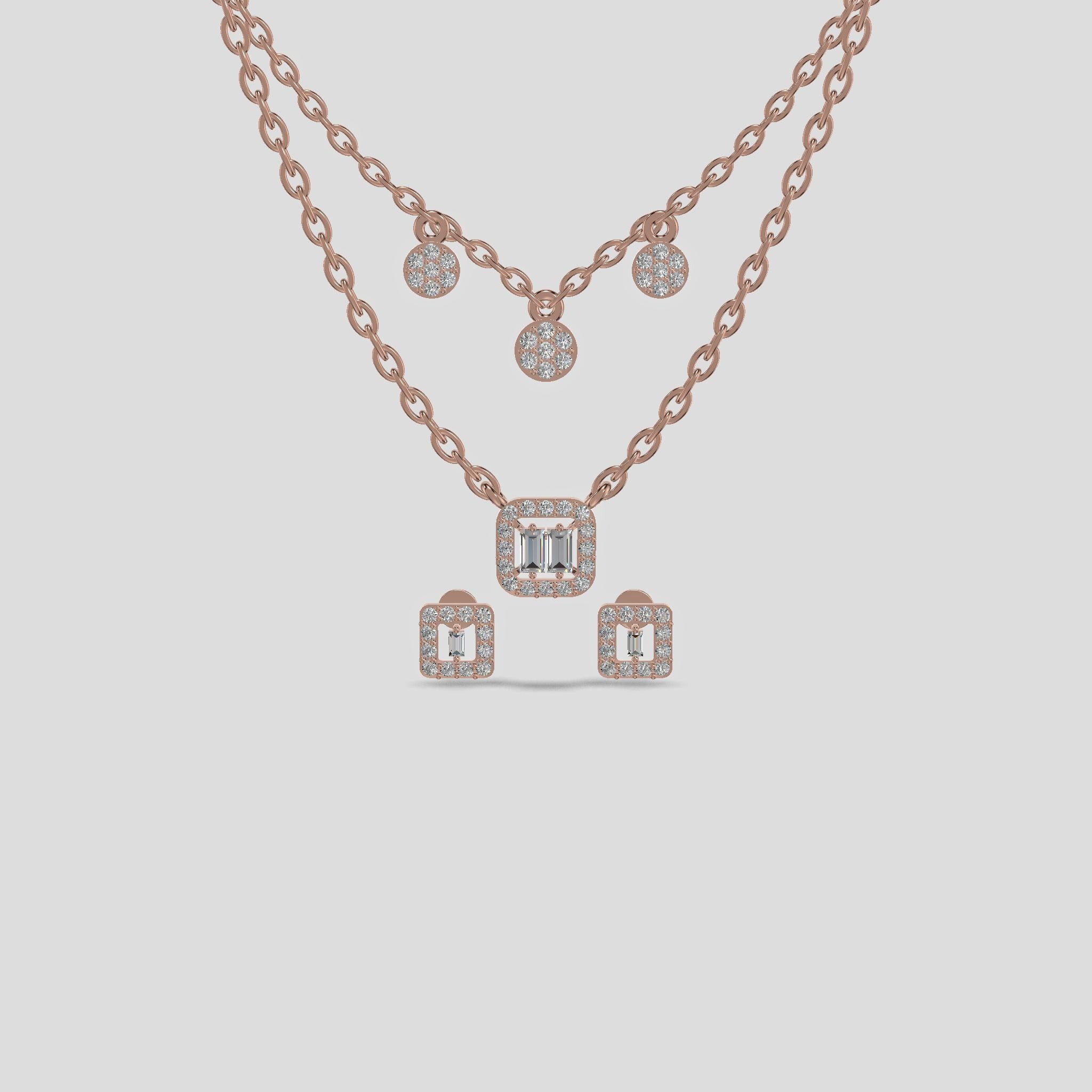 Radiant Duo Lariat &amp; Halo Layered Necklace Gold