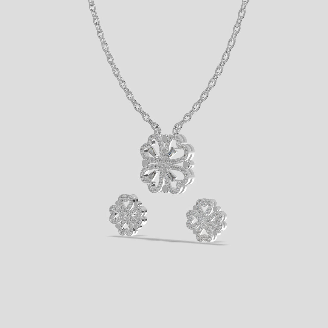 Lucky Clover Trio Chain Set Silver