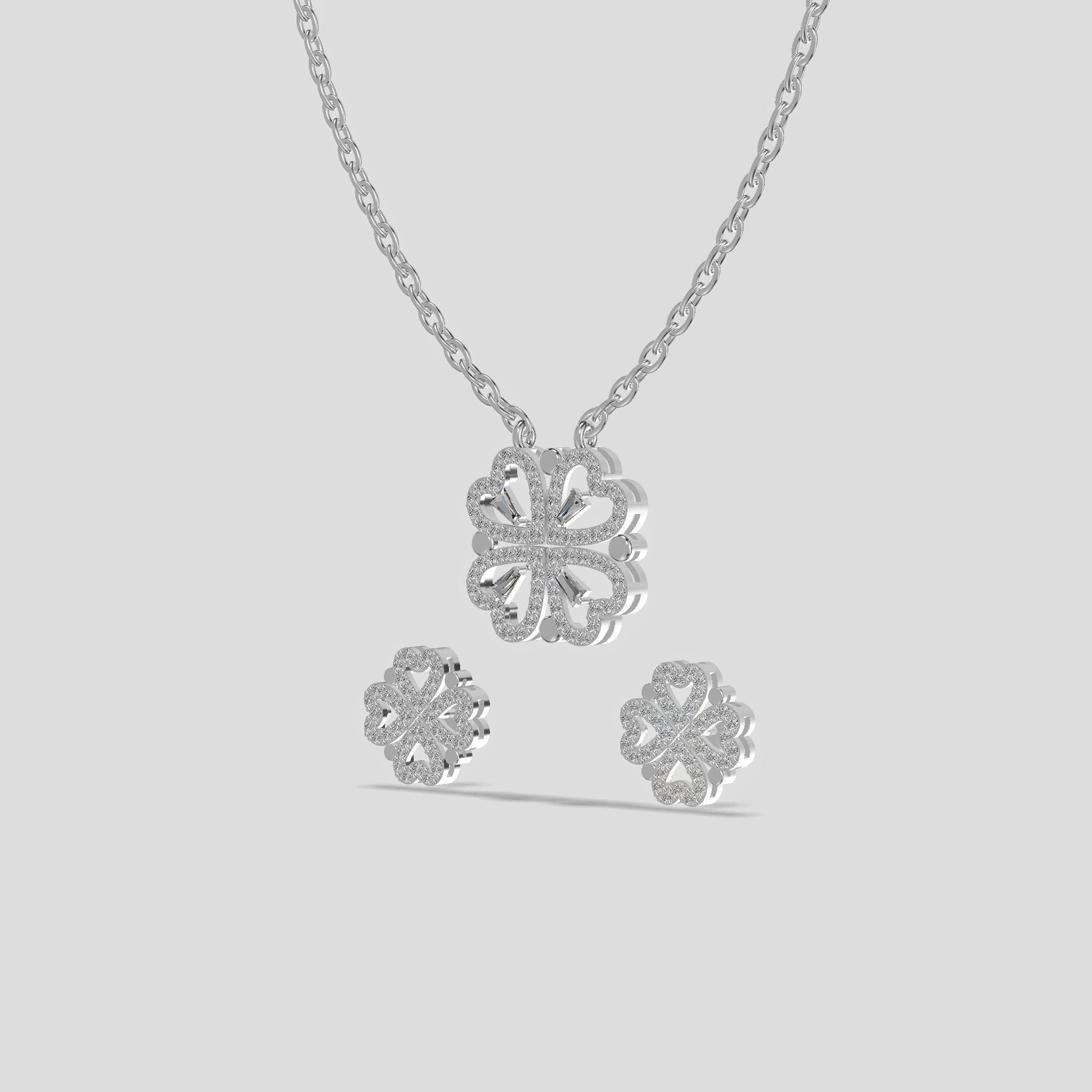 Lucky Clover Trio Chain Set Silver