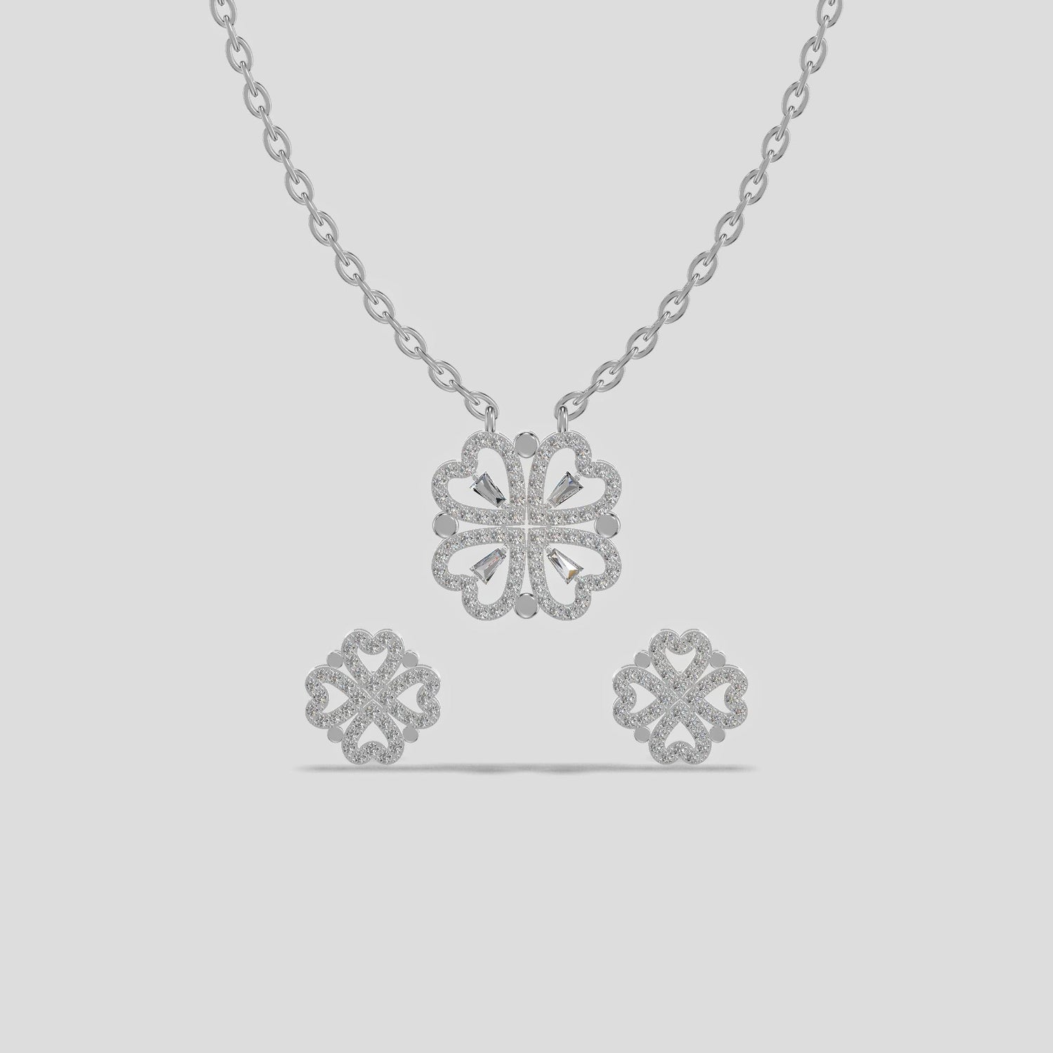 Lucky Clover Trio Chain Set Silver