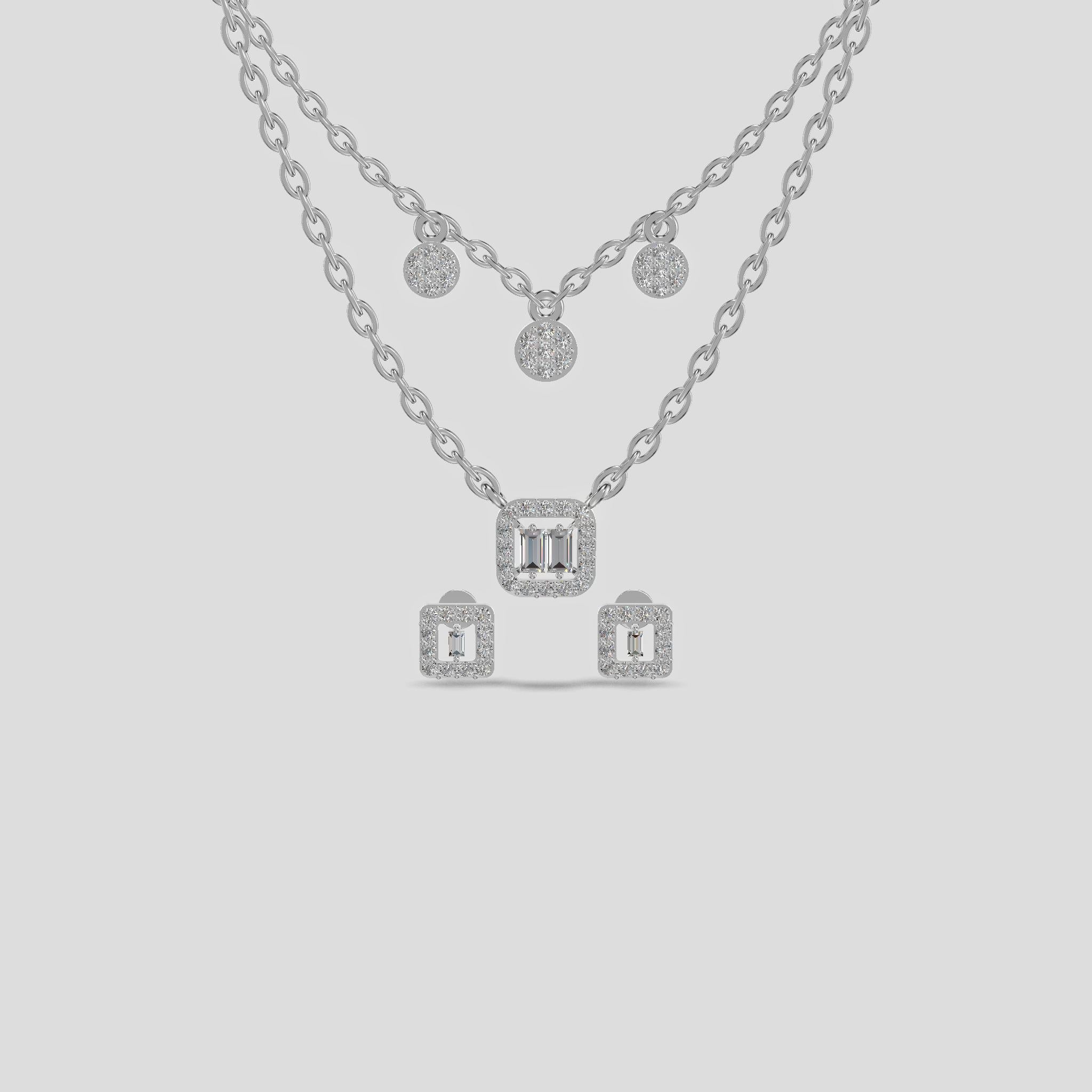 Radiant Duo Lariat &amp; Halo Layered Necklace Gold