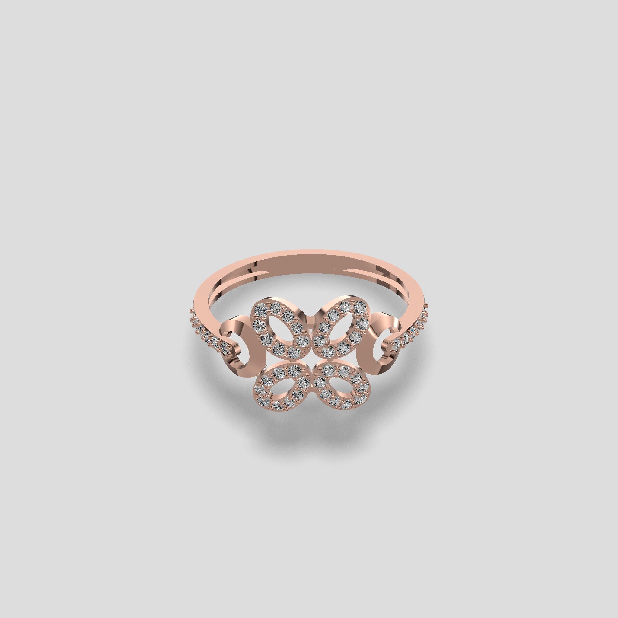 Floral Sparkle Diamond Ring Gold