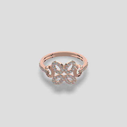 Floral Sparkle Diamond Ring Gold