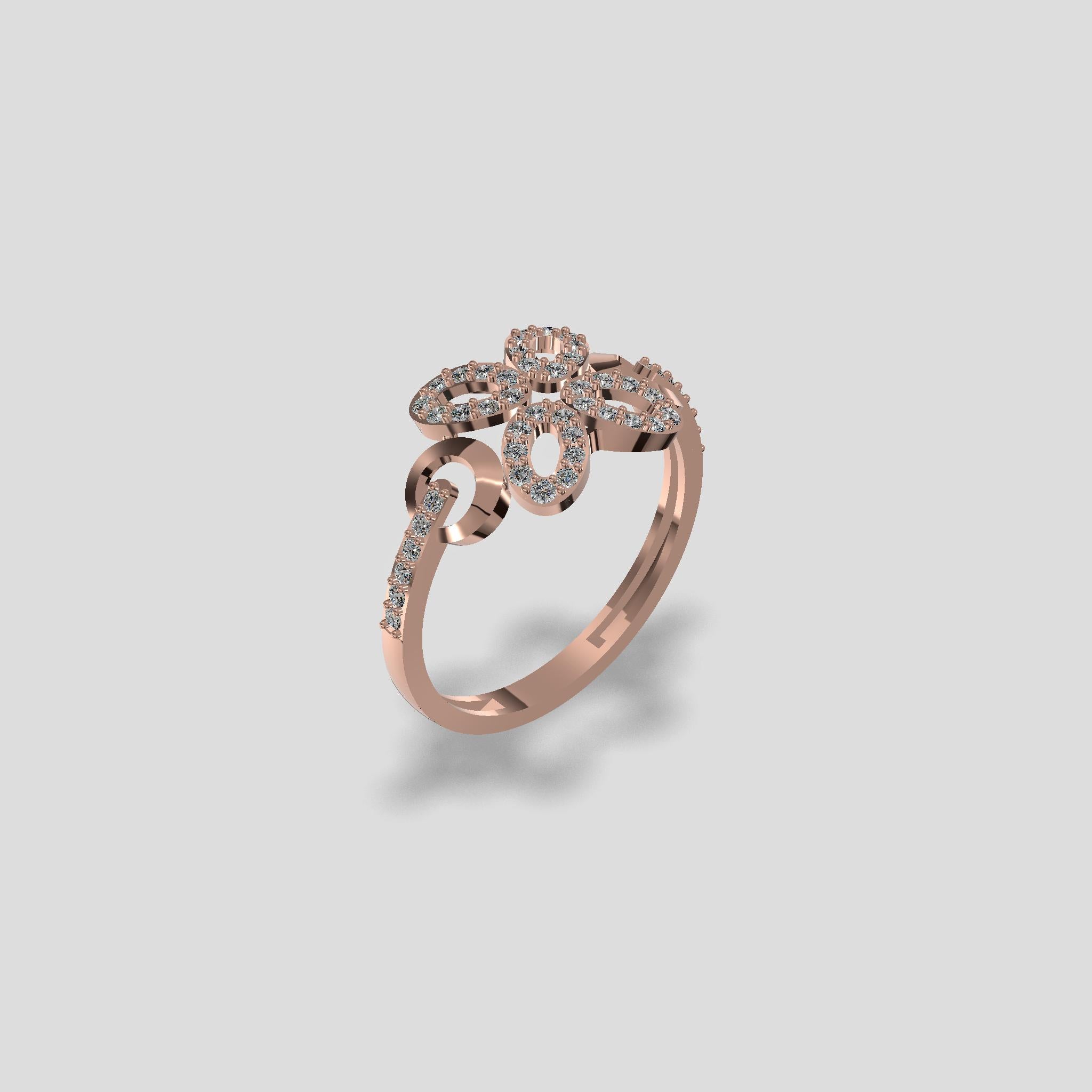 Floral Sparkle Diamond Ring Gold