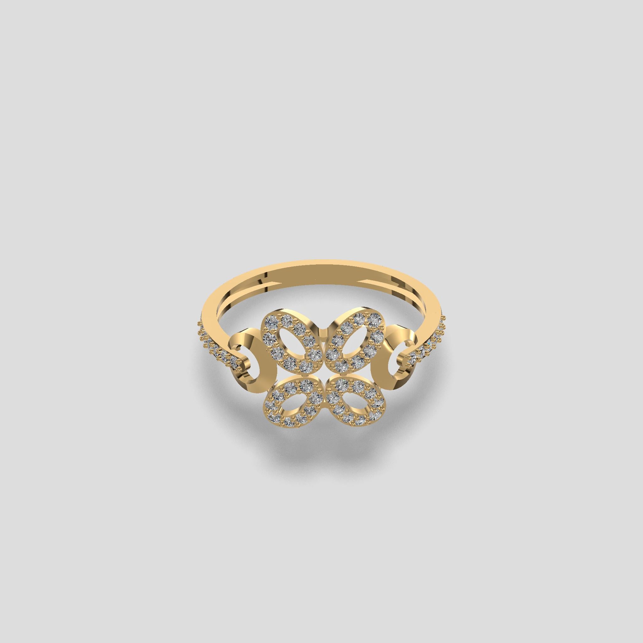 Floral Sparkle Diamond Ring Gold