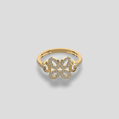 Floral Sparkle Diamond Ring Gold