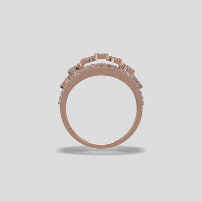 Regal Bloom Diamond Dome Ring Gold