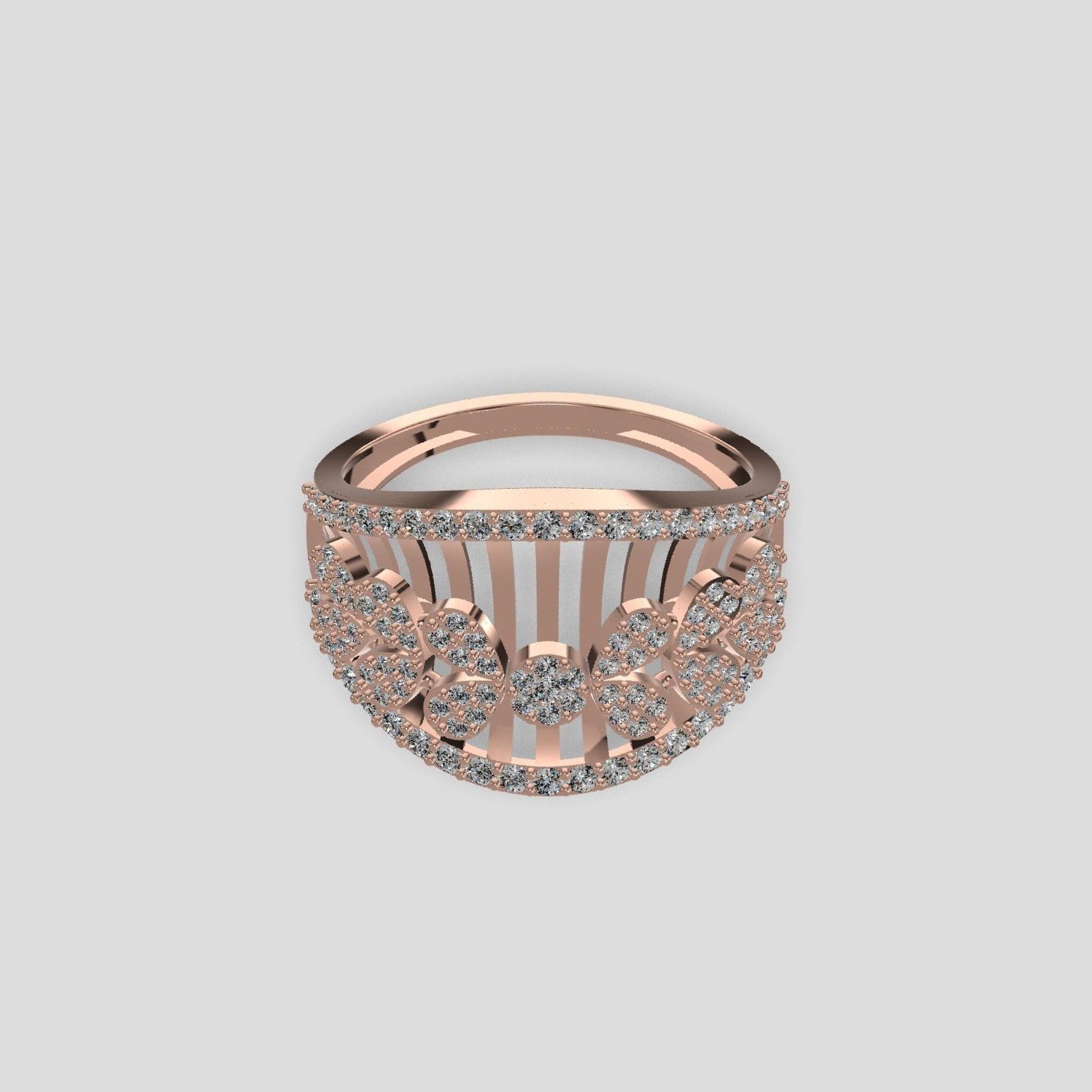Regal Bloom Diamond Dome Ring Gold