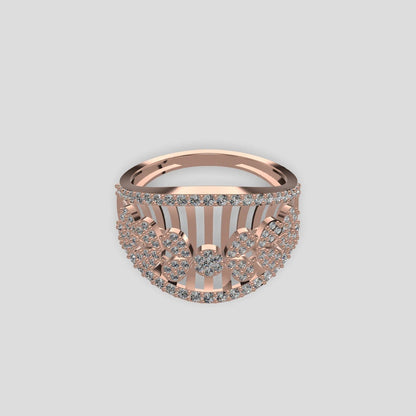 Regal Bloom Diamond Dome Ring Gold