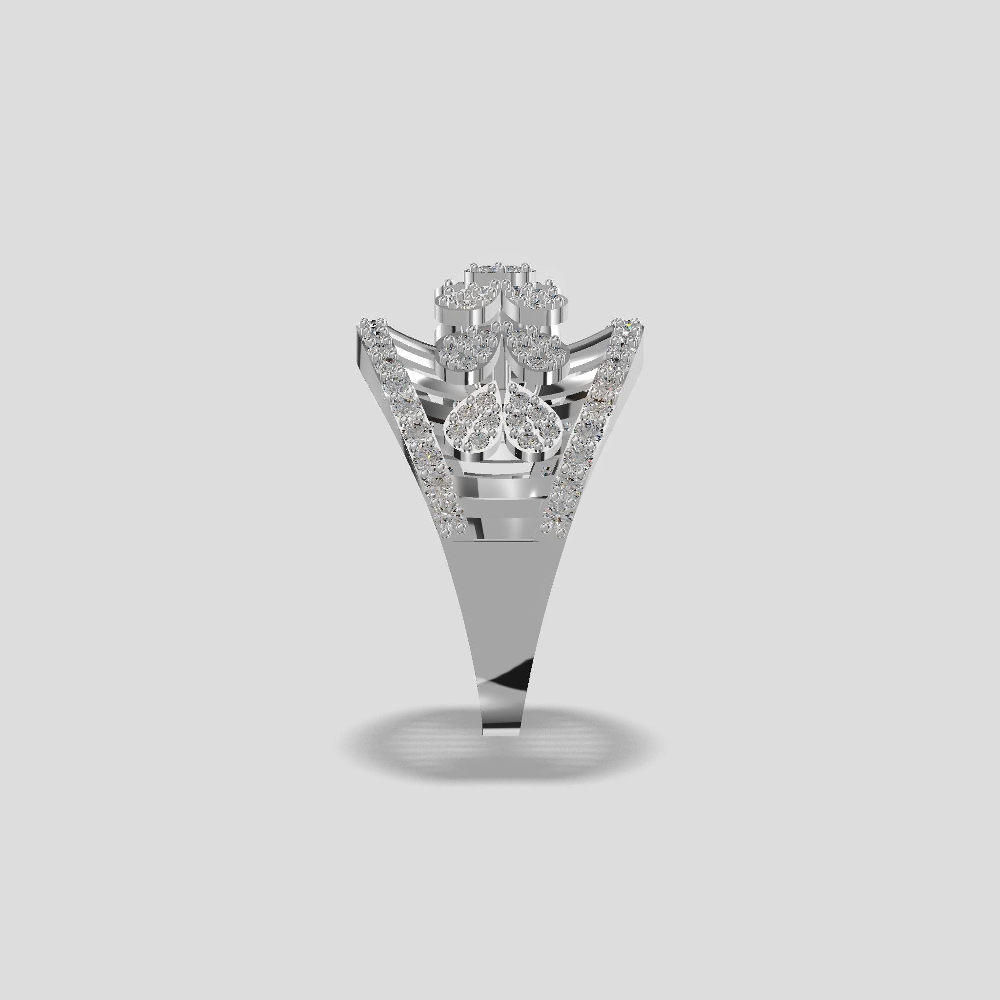 Regal Bloom Diamond Dome Ring Gold