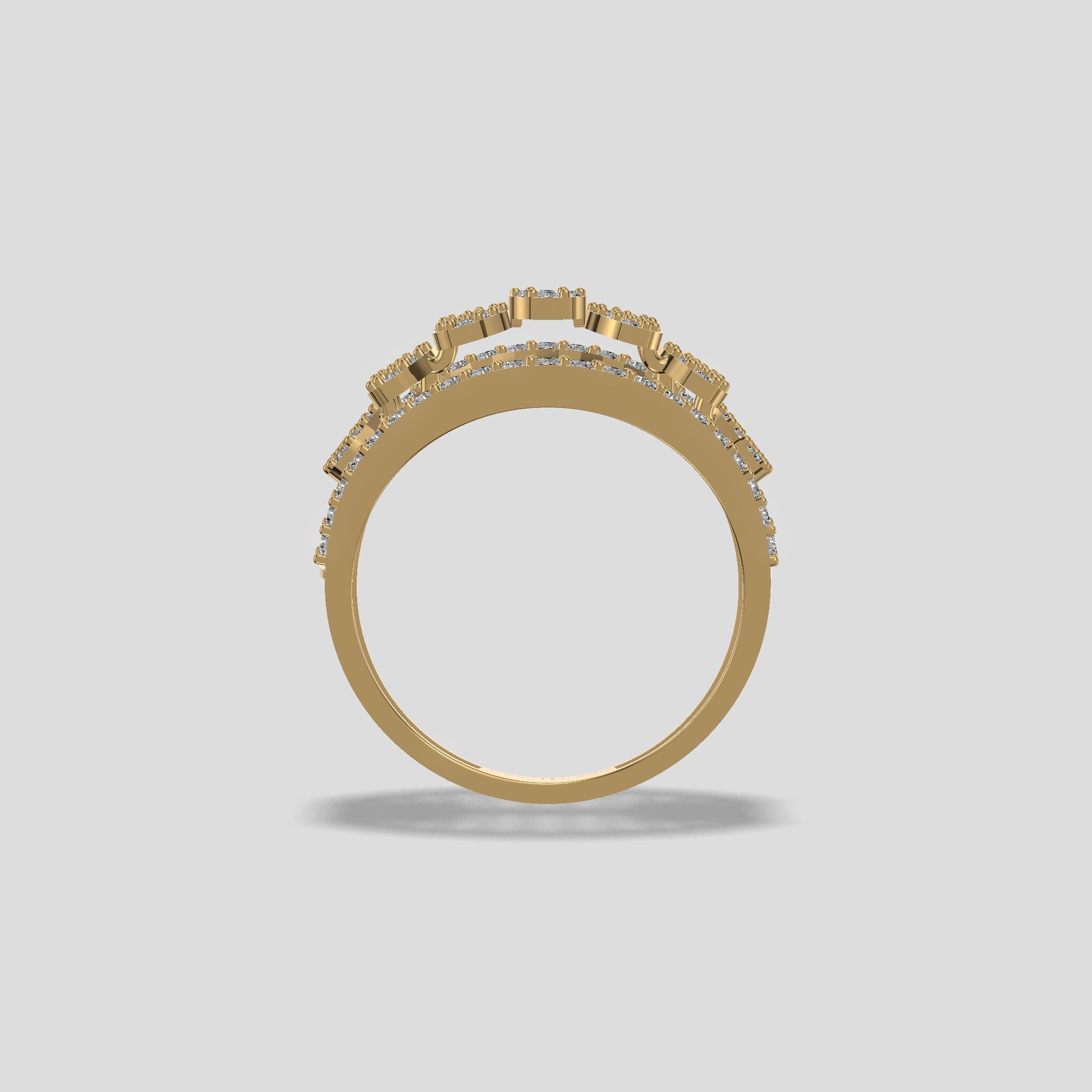 Regal Bloom Diamond Dome Ring Gold