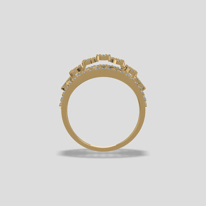 Regal Bloom Diamond Dome Ring Gold