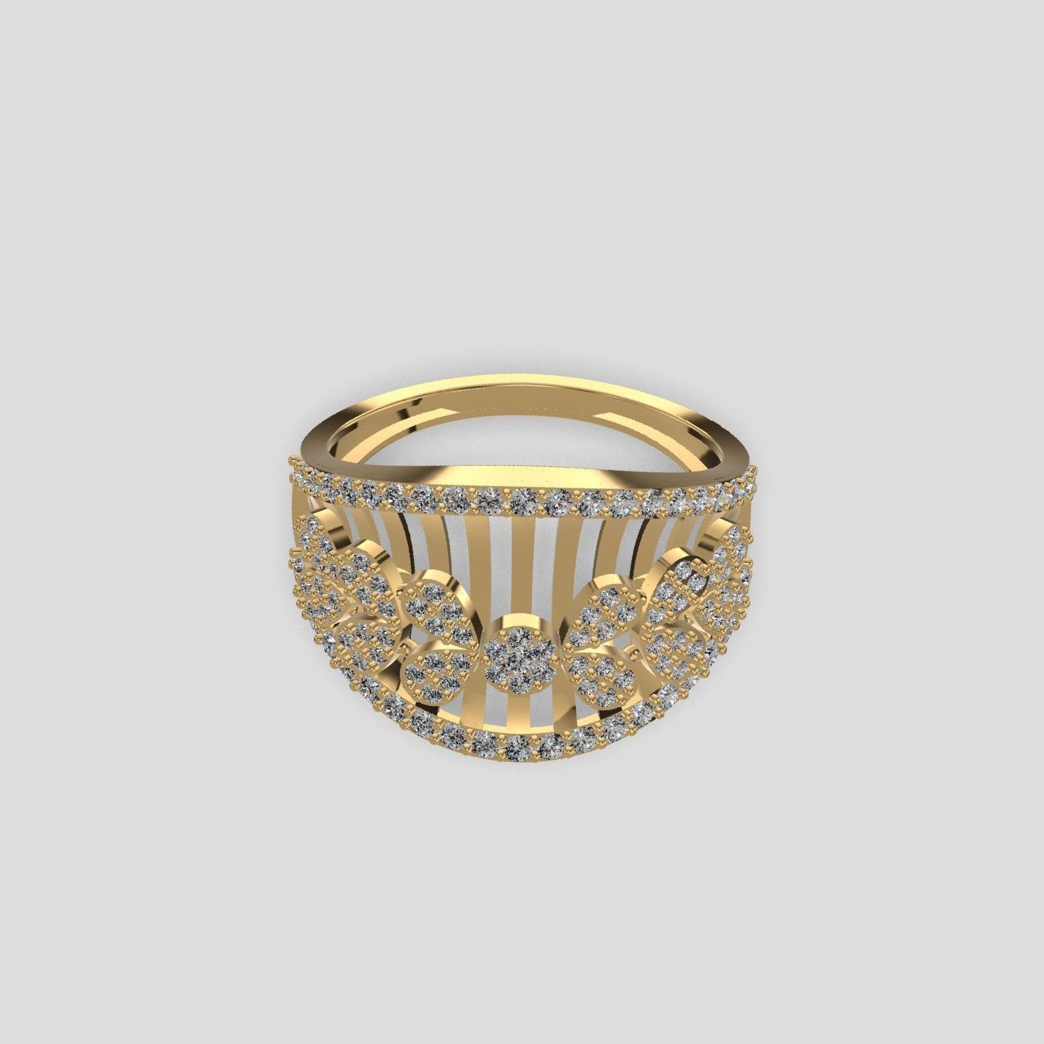 Regal Bloom Diamond Dome Ring Gold