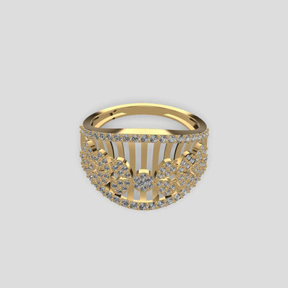 Regal Bloom Diamond Dome Ring Gold