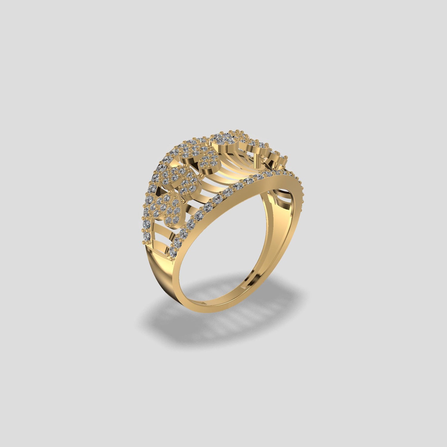 Regal Bloom Diamond Dome Ring Gold